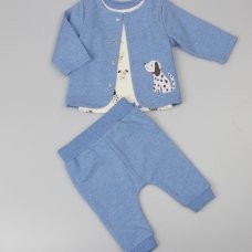 D12781:  Baby Boys Puppy 3 Piece Outfit (0-6 Months)